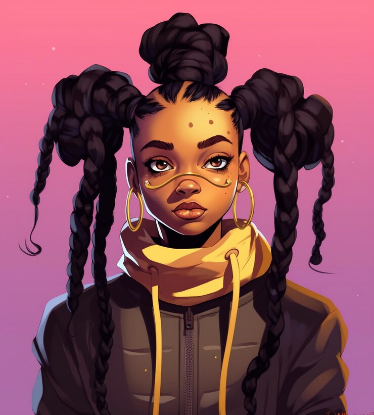 a girl with dreadlocks and glasses is wearing a jacket that says " she's a girl "