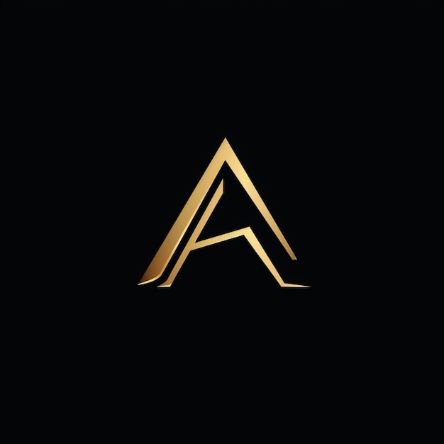 a gold letter a on a black background