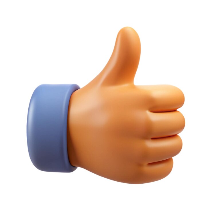 a hand with a thumb up in a blue thumb
