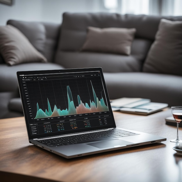a laptop and a notebook on a table with a cupa laptop and a notebook on a table with a cup