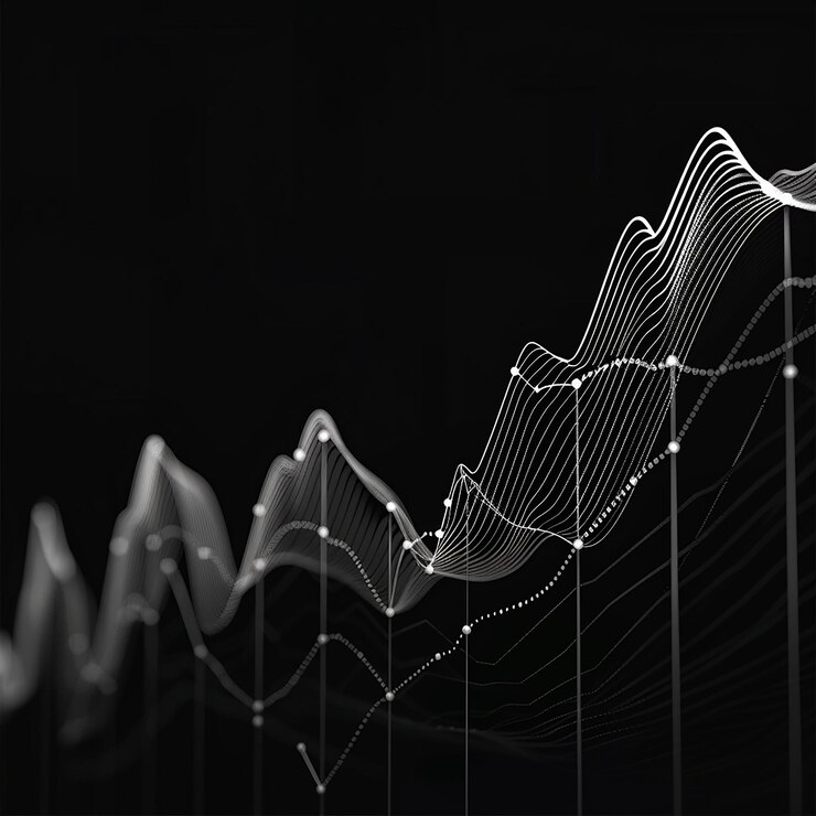 Photo a line of graph points to the top of a graph
