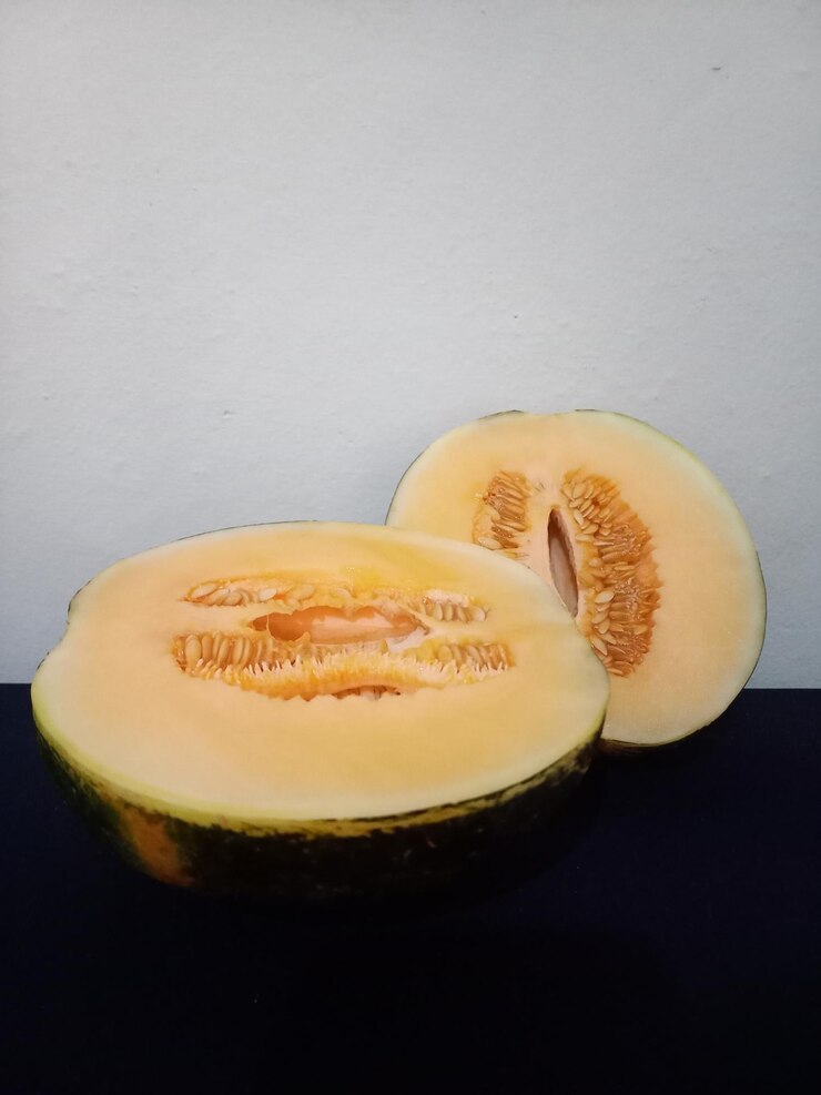 A melon that has the word melon on it