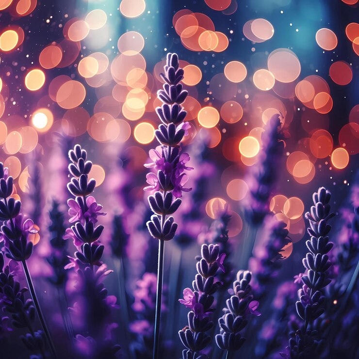 A mesmerizing scene of blue flowers possibly lavender set against a blurred background