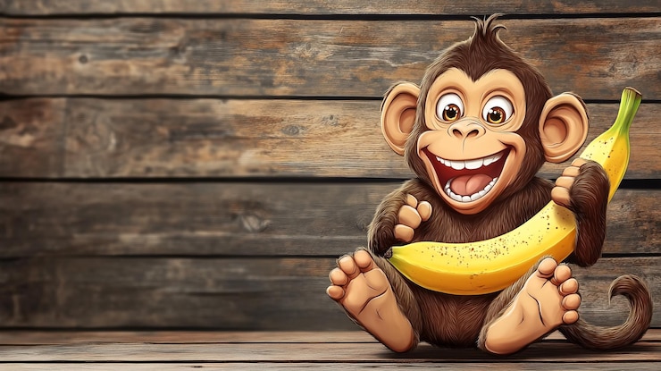 Photo a monkey holding a banana with a banana on the side