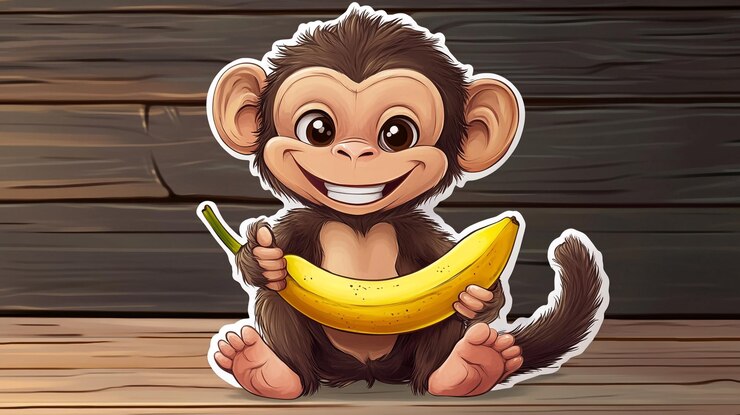 Photo a monkey with a banana on his chest