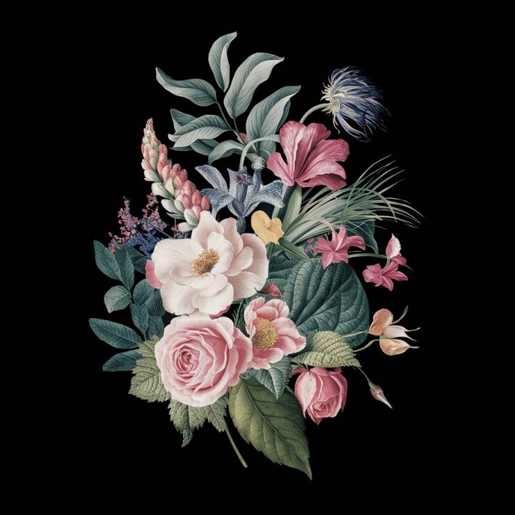 a painting of flowers with the word flowers on it