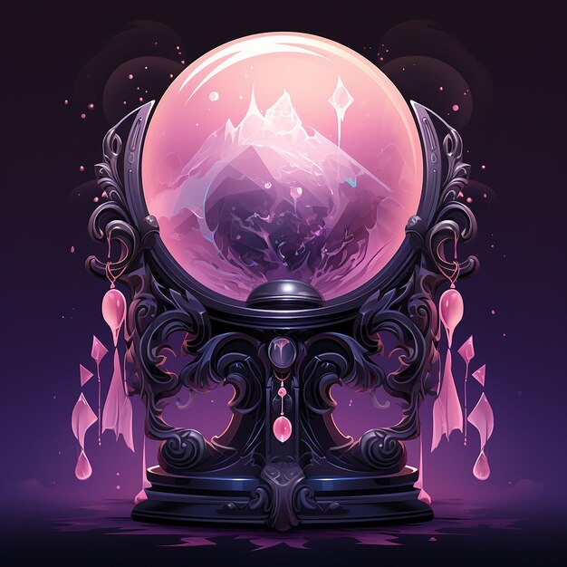 a_pastel_gothstyle_cartoon_mystical_crystal_ball_on_a_s