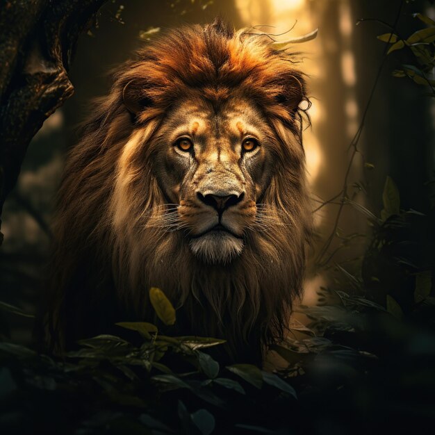 a_photo_of_a_beautiful_lion_inside_the_fores