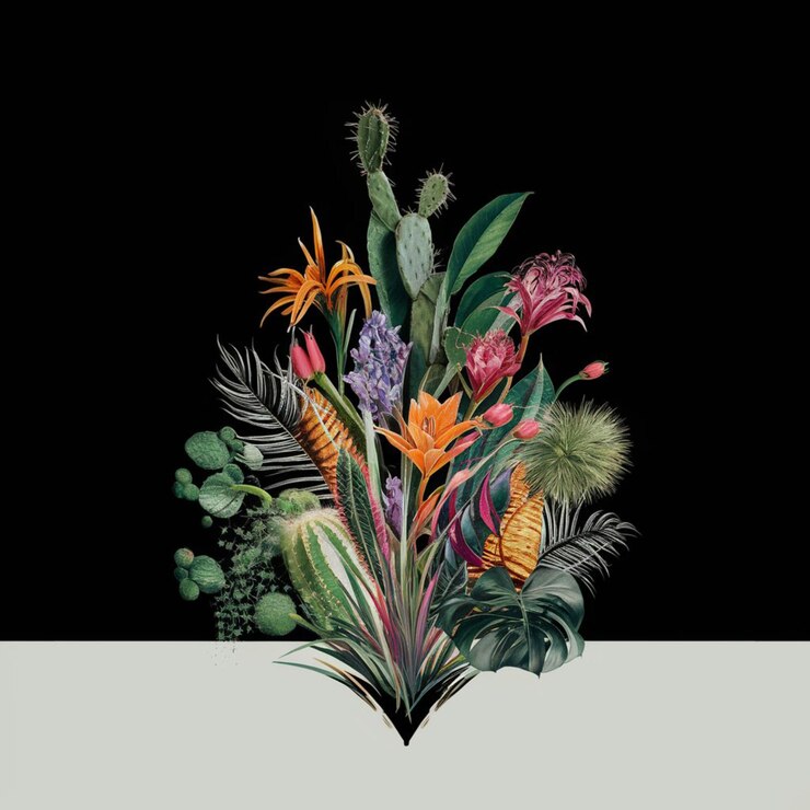 a picture of a plant with colorful flowers