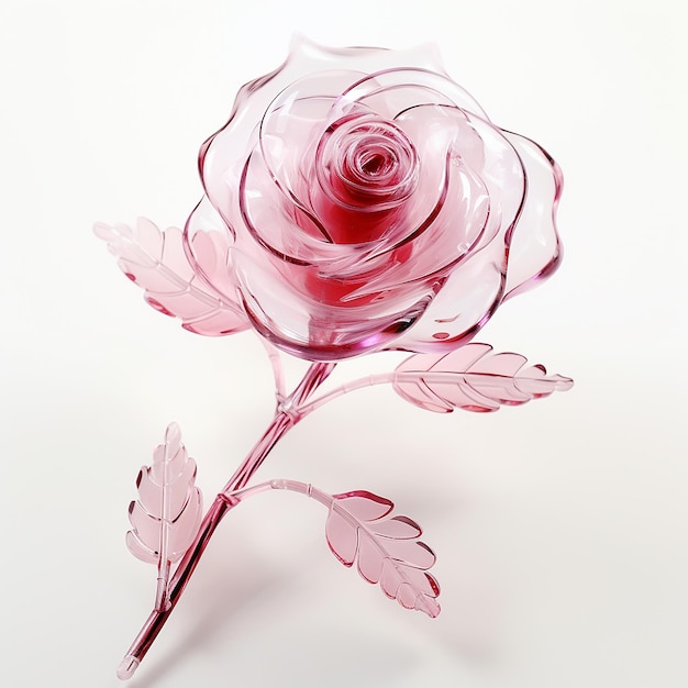 a_pink_glass_rose_on_a_white_background_43e93380