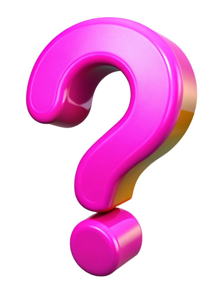a pink question mark with a pink background