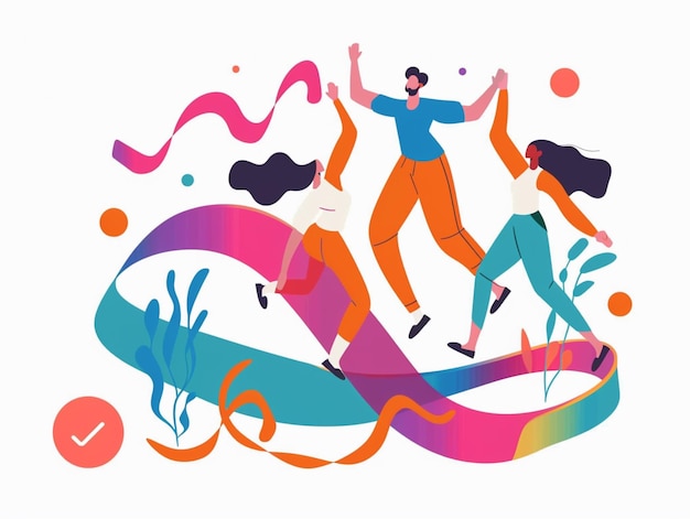 a poster of people dancing in colorful graphics with the words  the word  on it