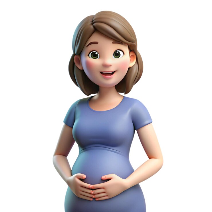 a pregnant woman with a blue dress and a pregnant belly