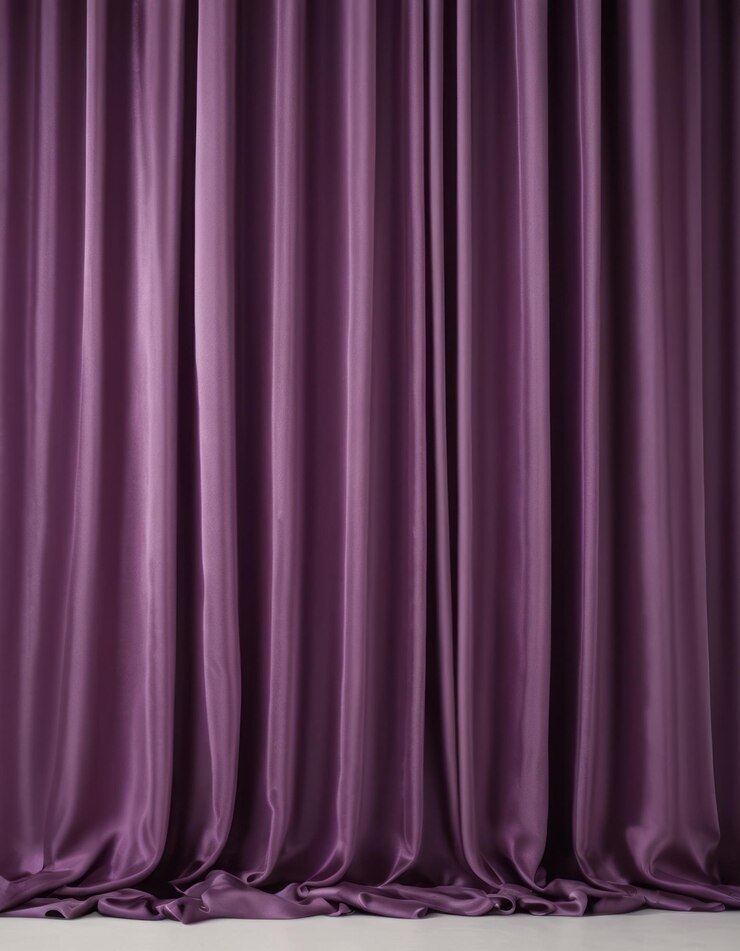 a purple curtain with the word quot on it quot
