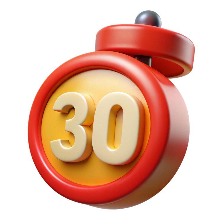 Photo a red clock with the number 30 on it