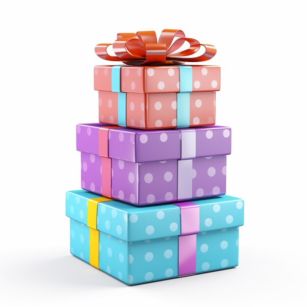 A scatole regalo colorate isolate su sfondo bianco