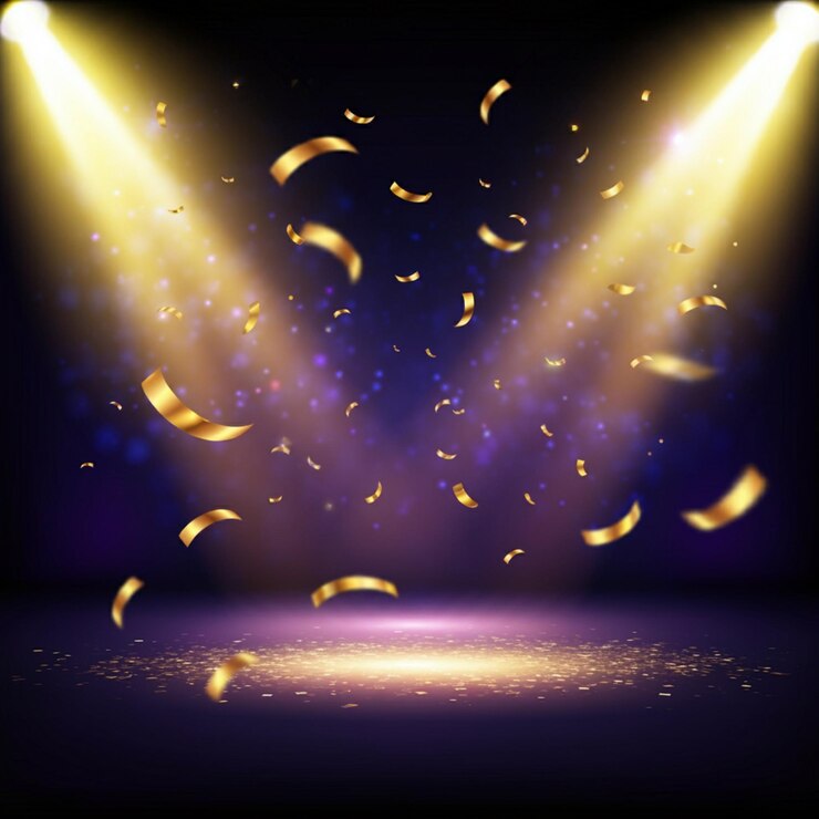 Photo a stage with a light that says quot confetti quot on it