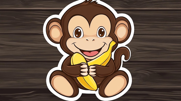 Photo a sticker of a monkey holding a banana