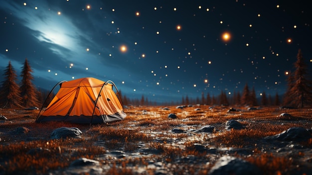 A_tent_glows_under_a_night_sky_full_of_stars46HD 8K immagine fotografica sfondo