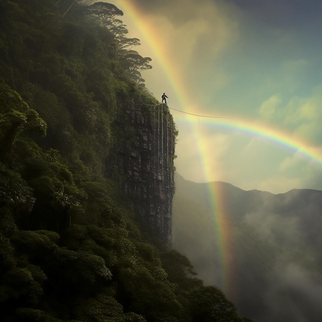 a_tightrope_over_a_beautiful_rainforest_gorge_with_rainb