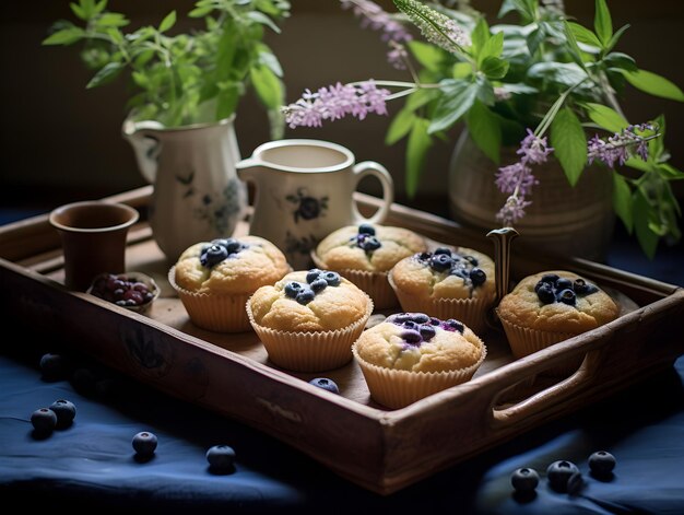 a_tray_of_blueberry_cupcakes_with_tea