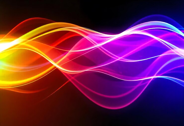 a wave with a colorful swirl of light and a black background