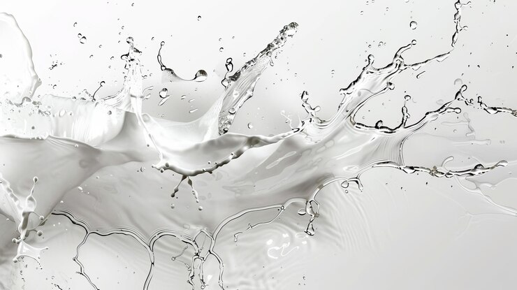 A white background with abstract splashes of light and shadow