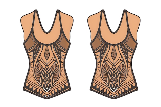 Abbigliamento 2D Tank Top con un design ispirato alla tribù sul retro I Fashion Concept Idea Art Design