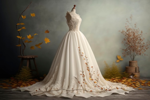 Abbigliamento da sposa sfondo di cucito sfondo leggero sfondo elegante foto pubblicitaria spazio di copia 8k