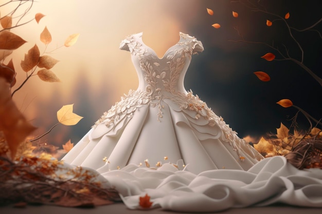 Abbigliamento da sposa sfondo di cucito sfondo leggero sfondo elegante foto pubblicitaria spazio di copia 8k
