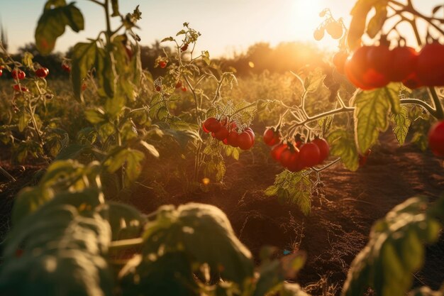 Abbondanti pomodori farfalle e colori danzanti Morbida e vivace IA generativa