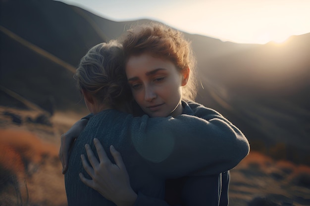 Abbracci di due amiche AI generativa 2