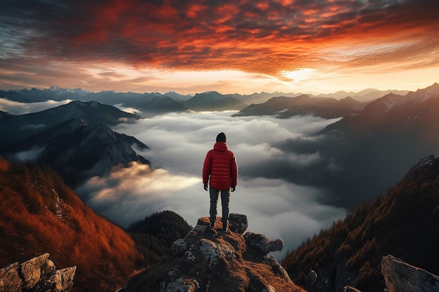 Abbracciare l'amore in cima alla montagna IA generativa