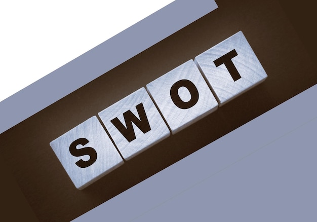 Abbreviazione SWOT su cubi di legno Concetto di analisi aziendale