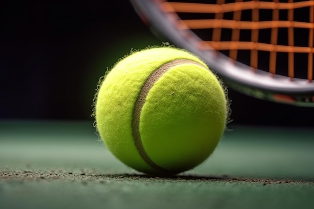 Abilità e tecnica Palla da tennis e racchetta pronta per un tiro potente