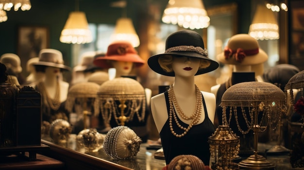 Abiti a perle cappelli cloche negli anni '20 accessori in boutique perle