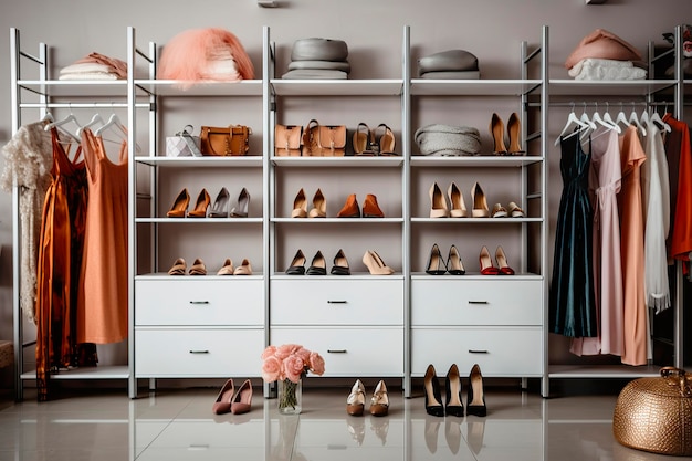 Abiti e scarpe femminili alla moda in una boutique