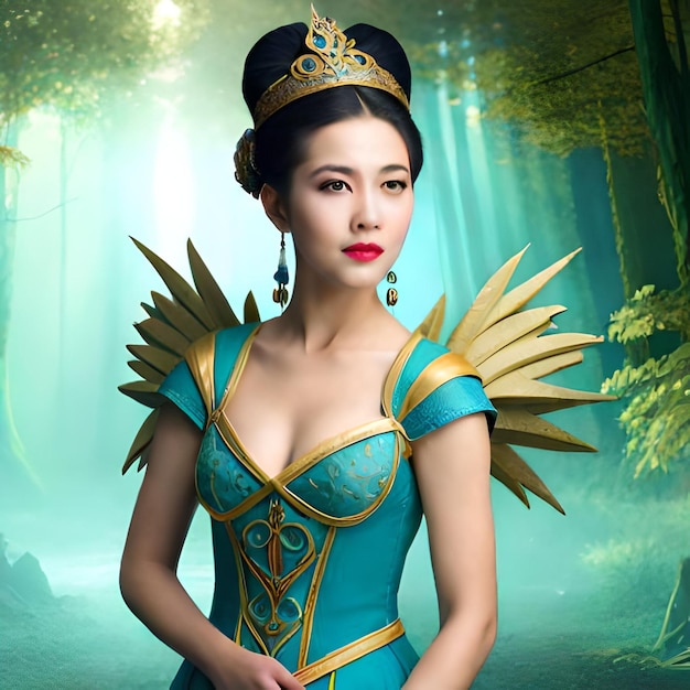 Abito antico della regina attraente asiatica 4k cinese