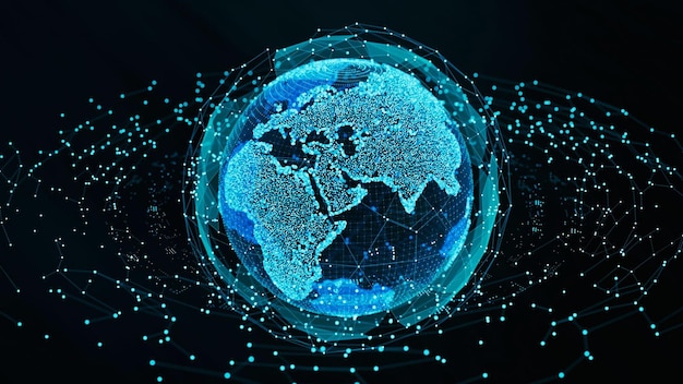 Abs Hologram Globe World Map 3d ha reso l'immagine di sfondo della mappa della struttura della topologia Wir poligonale