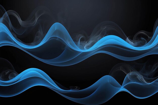 Absolute onde nere e blu sullo sfondo del fumo