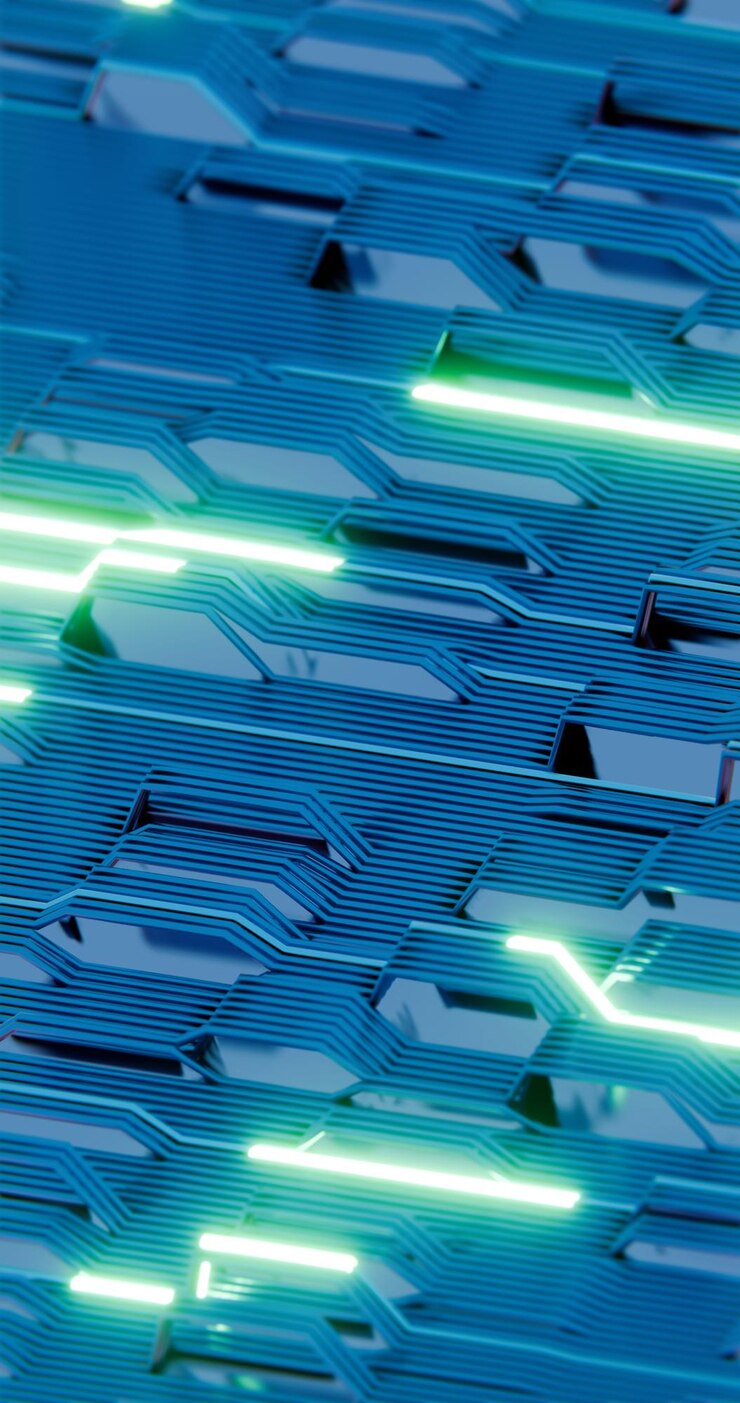 Abstract 3D Circuit Board Design with Pink Neon Highlights