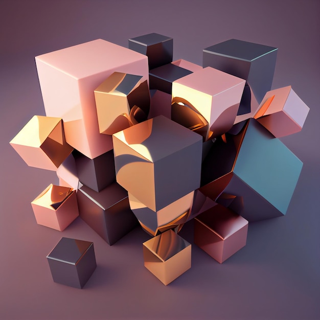 Abstract 3D Render Cubo forma sfondo geometrico