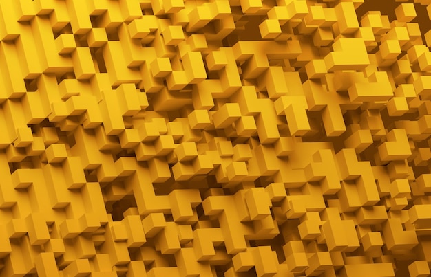 Abstract 3d render giallo disegno di sfondo geometrico con cubi