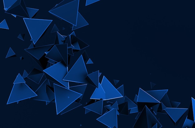 abstract 3d rendering of flying triangles