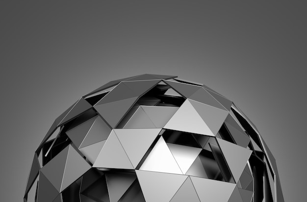 Abstract 3d rendering of low poly sphere with chaotic structure Scifi background