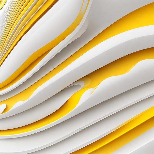 Abstract 3d rendering wave stripe line background design bianco e giallo ai generato