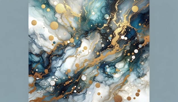 Abstract Aqua e oro tessitura minerale sfondo superficiale lucido artistico