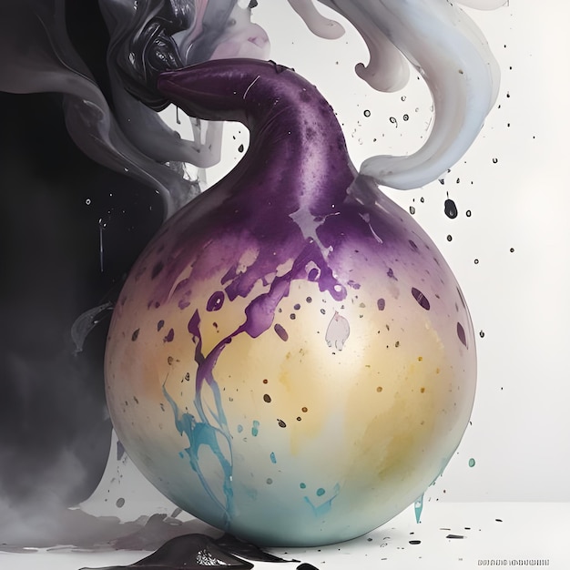 Abstract AubergineorEggplant colore acquerello bellissimo fumo e spruzzo consistenza realistica