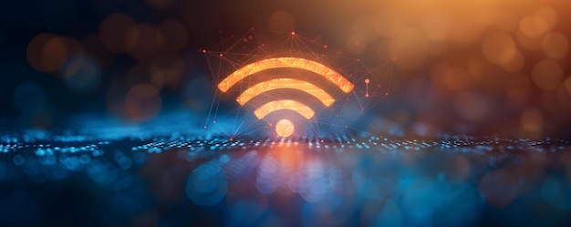 Abstract Background Illustrando la rappresentazione della rete wireless e della connettività dei dati con un simbolo Wi-Fi Concept Technology Symbolism Wireless Connectivity Data Networks