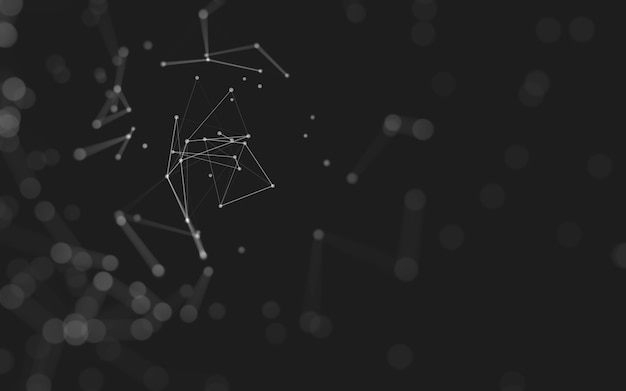 Abstract background. Molecules technology with polygonal shapes, connecting dots and lines. Connection structure. Big data visualization.